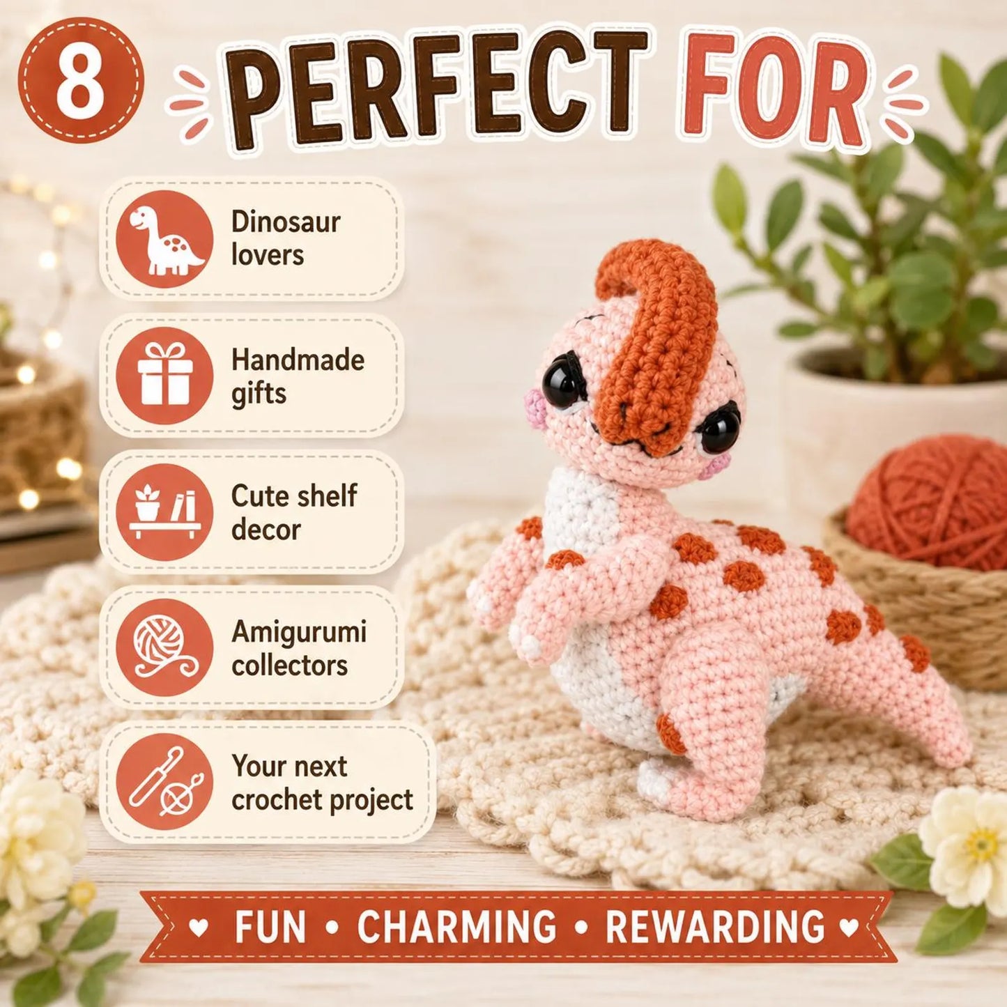 3 in 1 Parasaurolophus Ginny Crochet Pattern