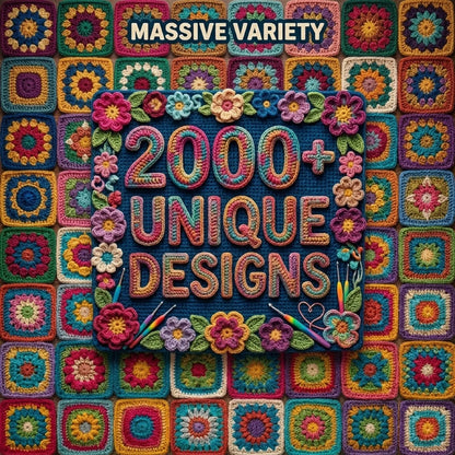 2000+ Crochet Granny Square Patterns Bundle