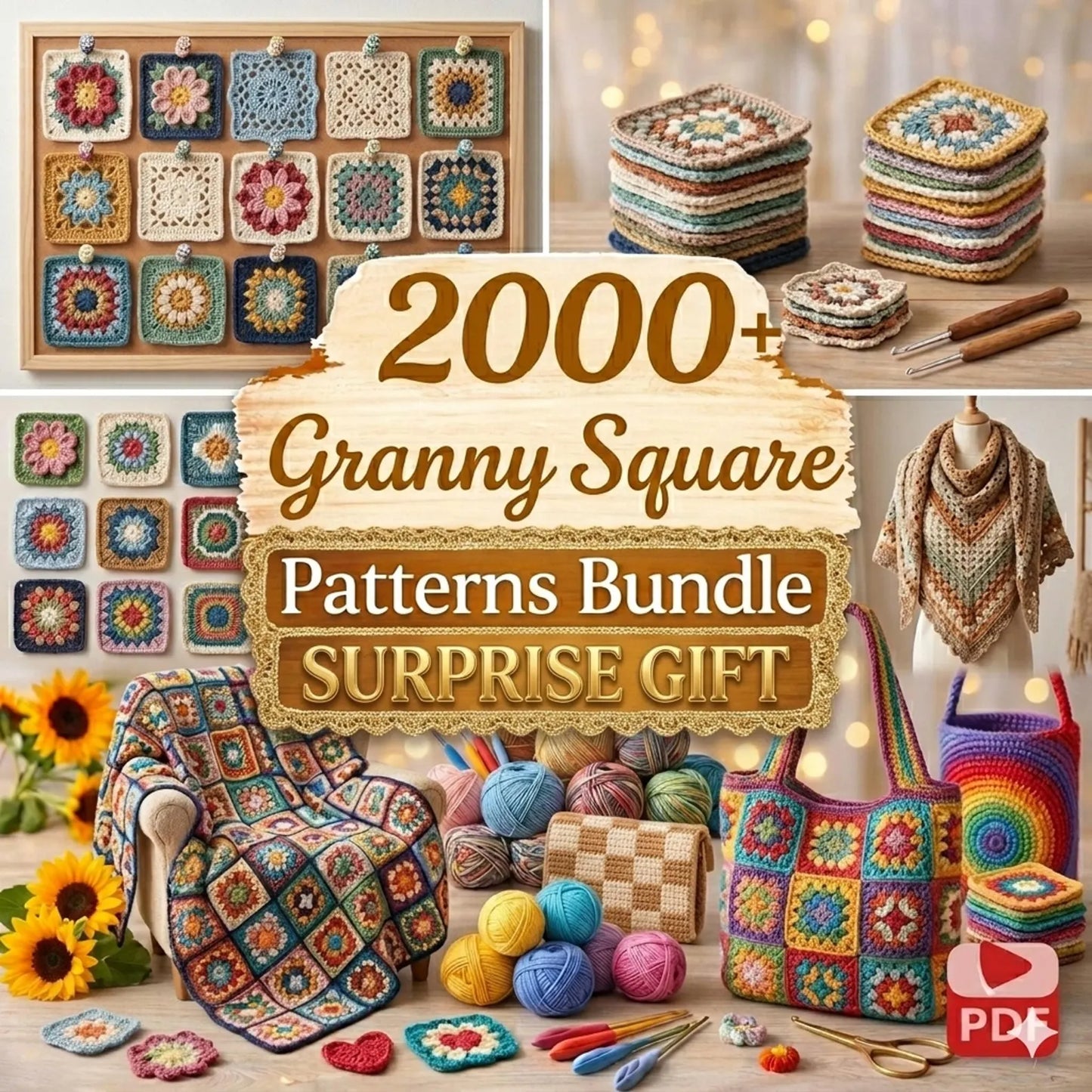2000+ Crochet Granny Square Patterns Bundle