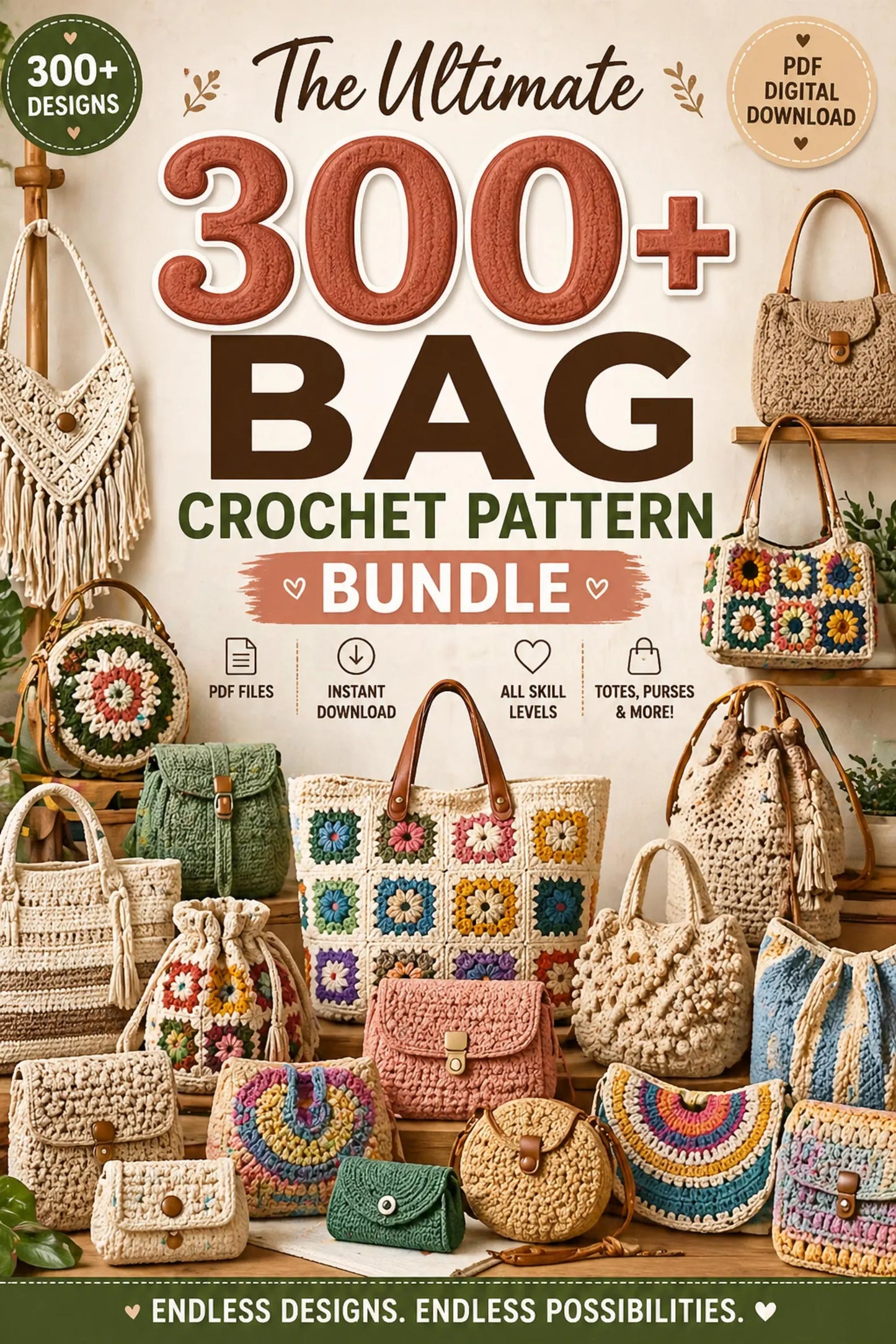 300+ Crochet Bag Pattern Bundle