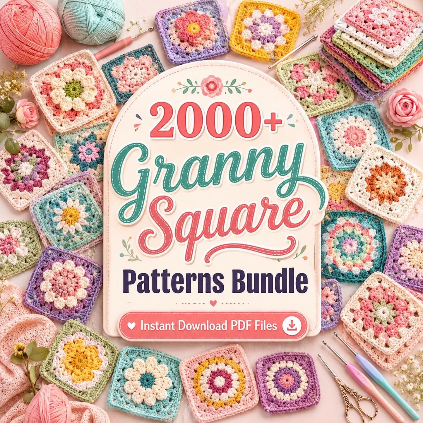 2000+ Crochet Granny Square Patterns Bundle