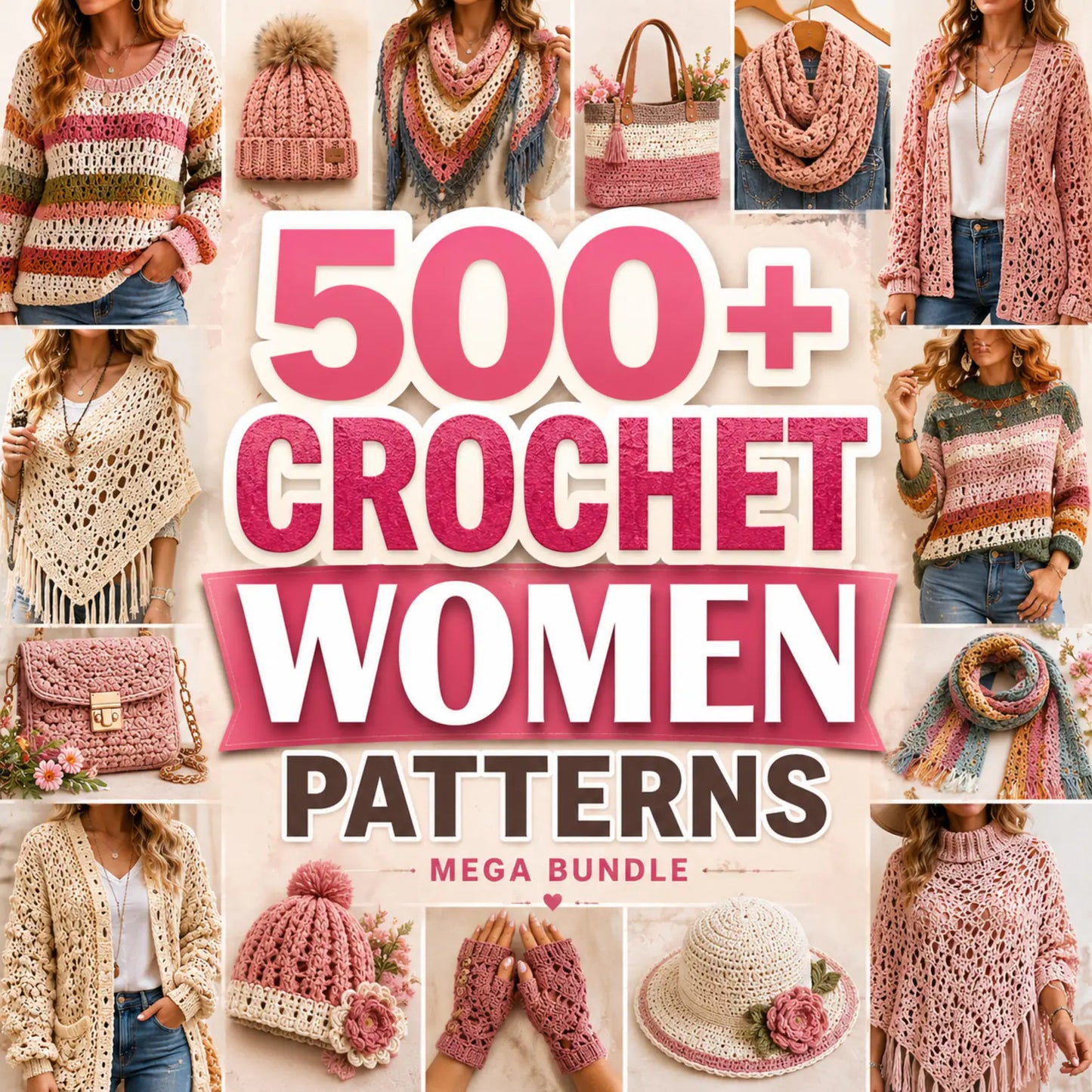500+ Women Crochet Patterns Bundle