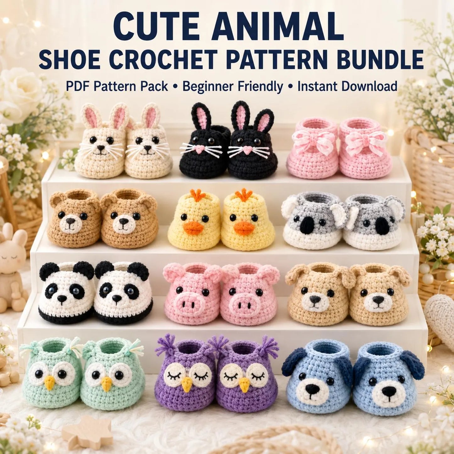 Animal Shoe Crochet Pattern Bundle