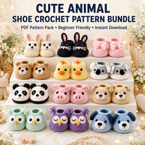 Animal Shoe Crochet Pattern Bundle