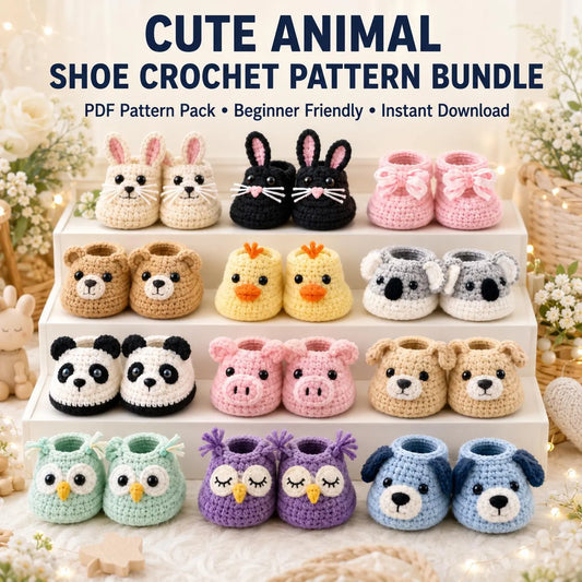 Animal Shoe Crochet Pattern Bundle