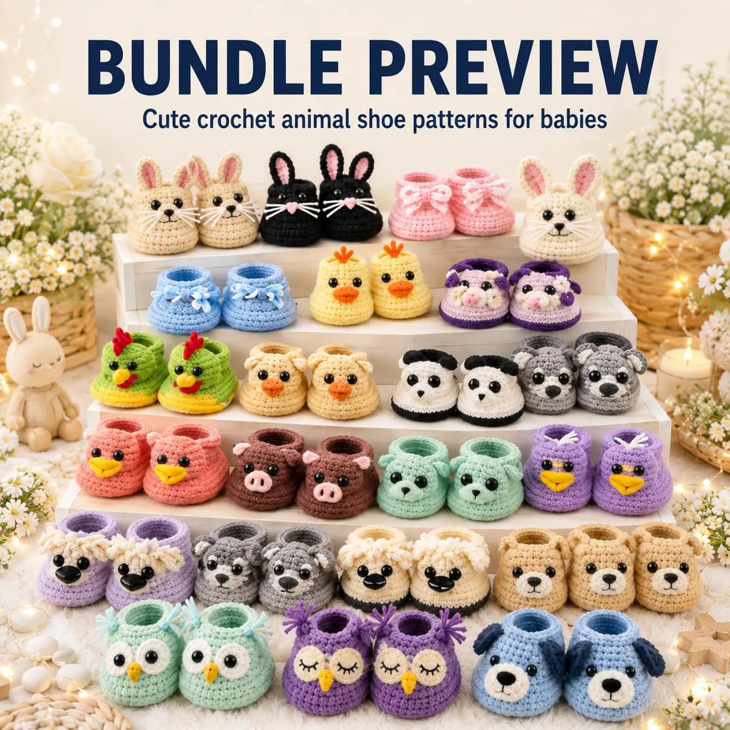 Animal Shoe Crochet Pattern Bundle
