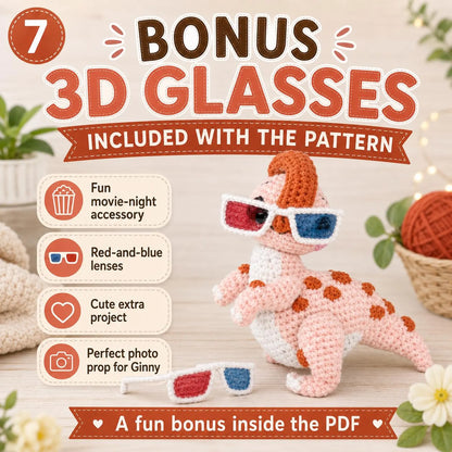 3 in 1 Parasaurolophus Ginny Crochet Pattern