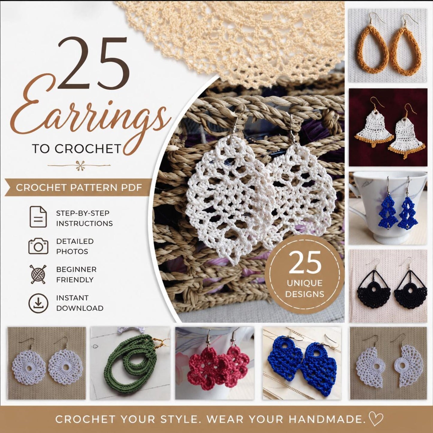 25 Crochet Earrings Patterns Bundle
