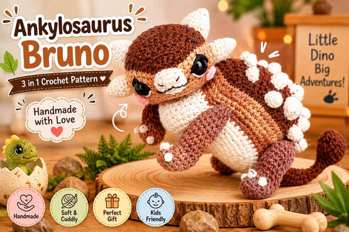 3 in 1 Ankylosaurus Bruno Crochet Pattern